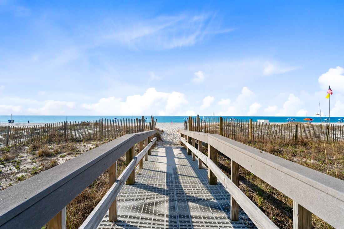 Boardwalk to the beach at Lighthouse in Gulf Shores Alabama