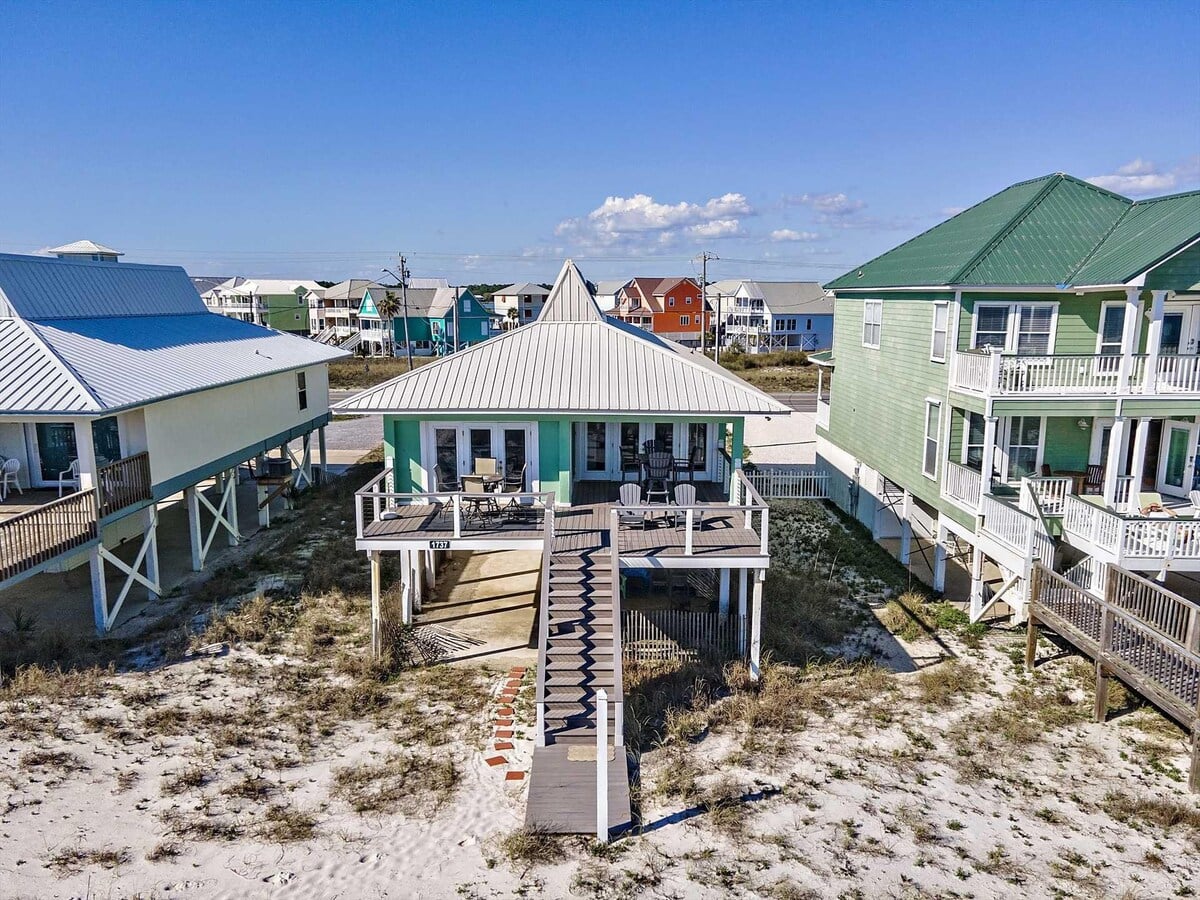 Beach house with boardwalk at Bea by the Sea in Gulf Shores, Alabama