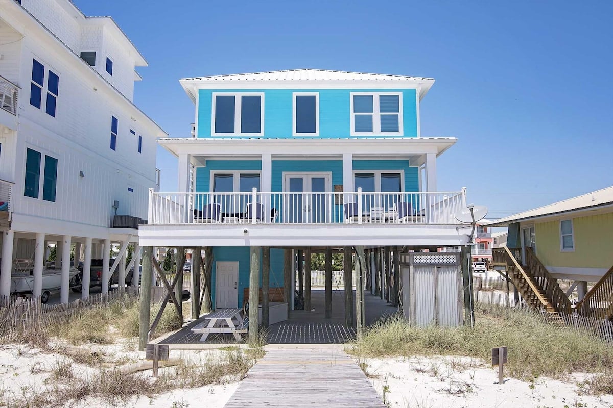 Teal beach house with covered parking at Big Easy in Gulf Shores, Alabama
