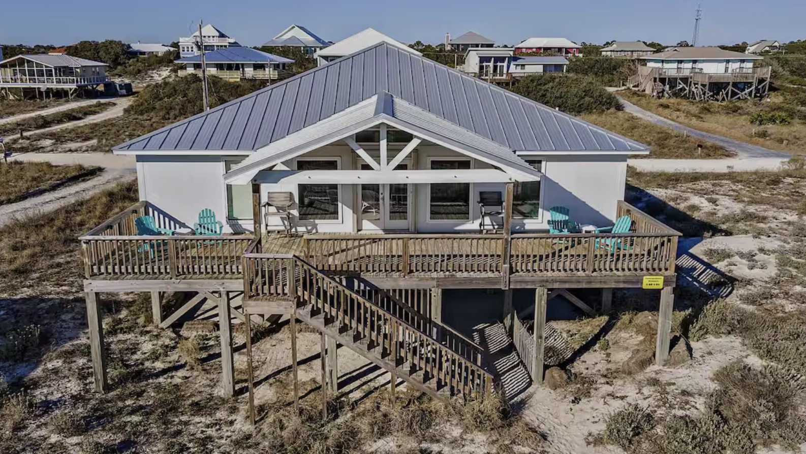 Beach house with large deck at Cabana Beach in Fort Morgan, Alabama