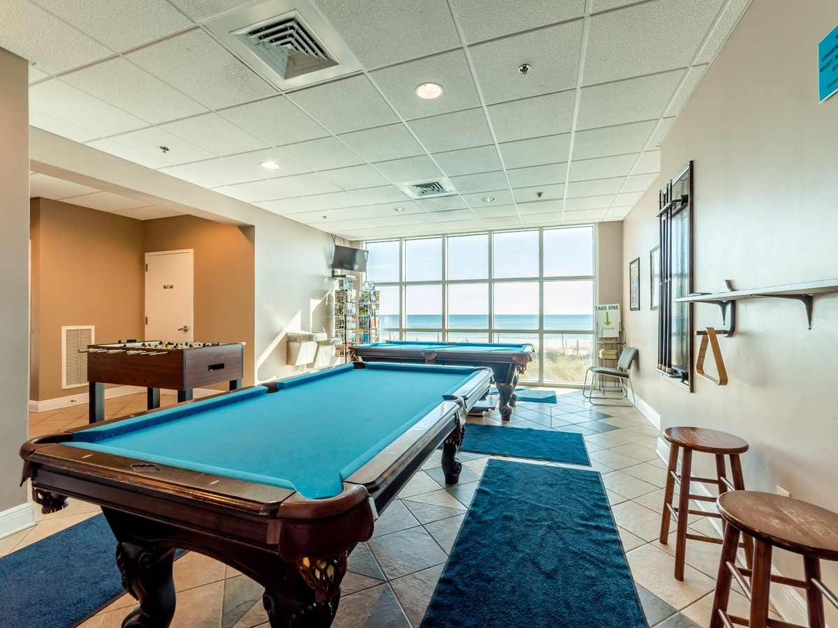 Pool tables and foosball at Crystal Shores West condos in Gulf Shores Alabama