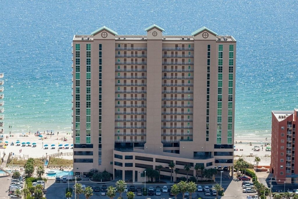 Crystal Shores West condo building beside the beach in Gulf Shores Alabama