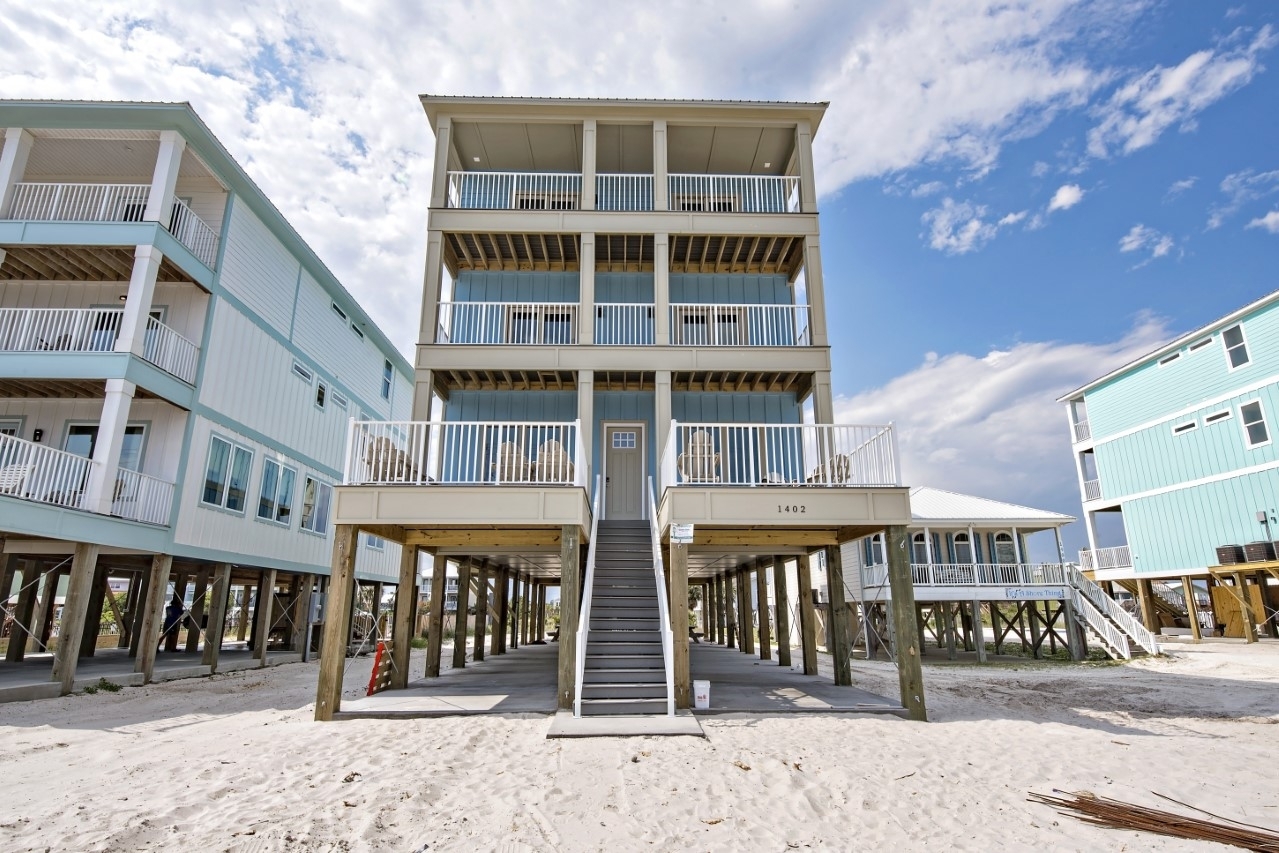 Tall beach house with stairs at GET Together in Gulf Shores, Alabama