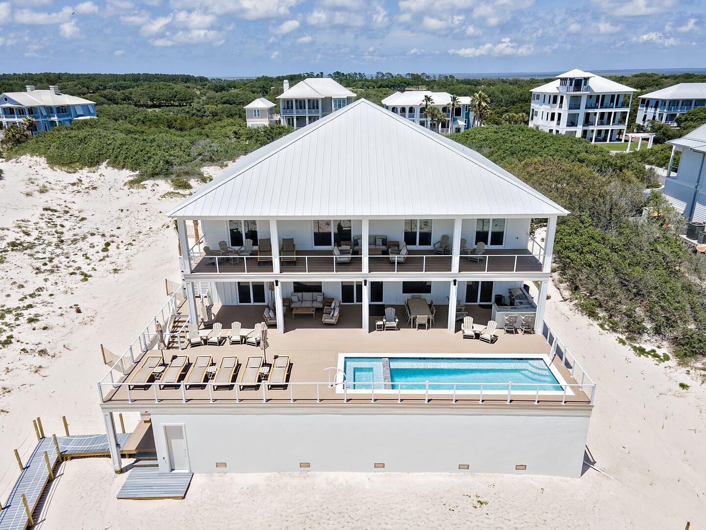 Beach house with private pool and large deck at Kiva La Vida in Fort Morgan, Alabama