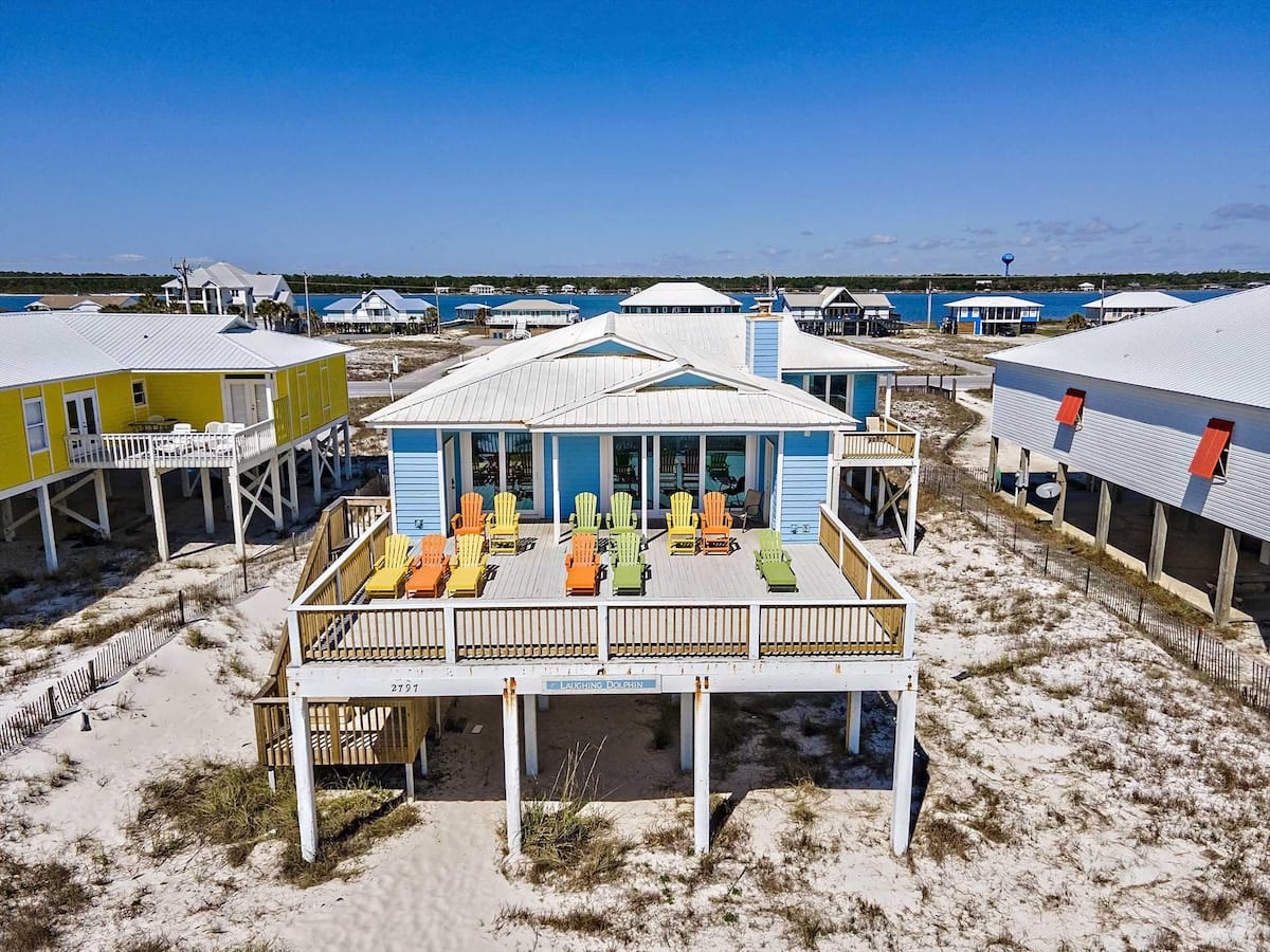 Beach house with sun deck at Laughing Dolphin in Gulf Shores, Alabama