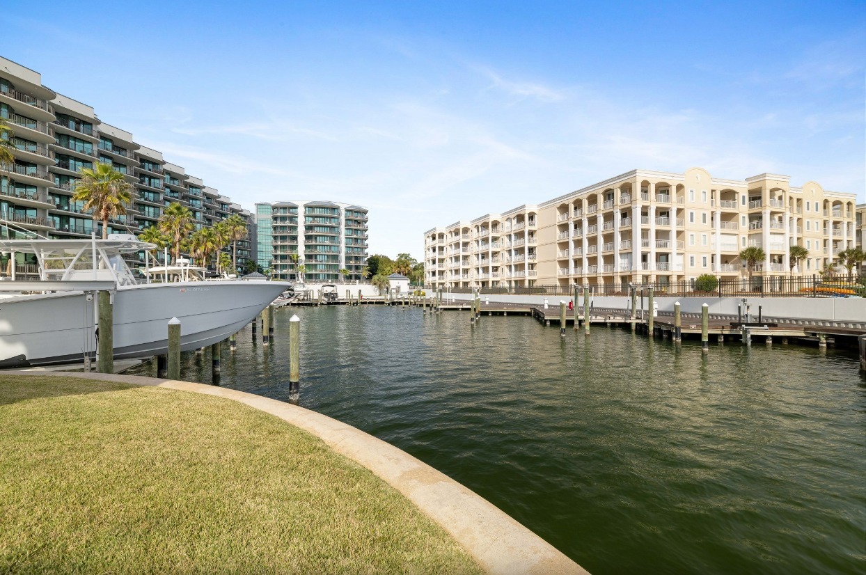 Marina and boat slips at Lighthouse on the Bay in Orange Beach, Alabama
