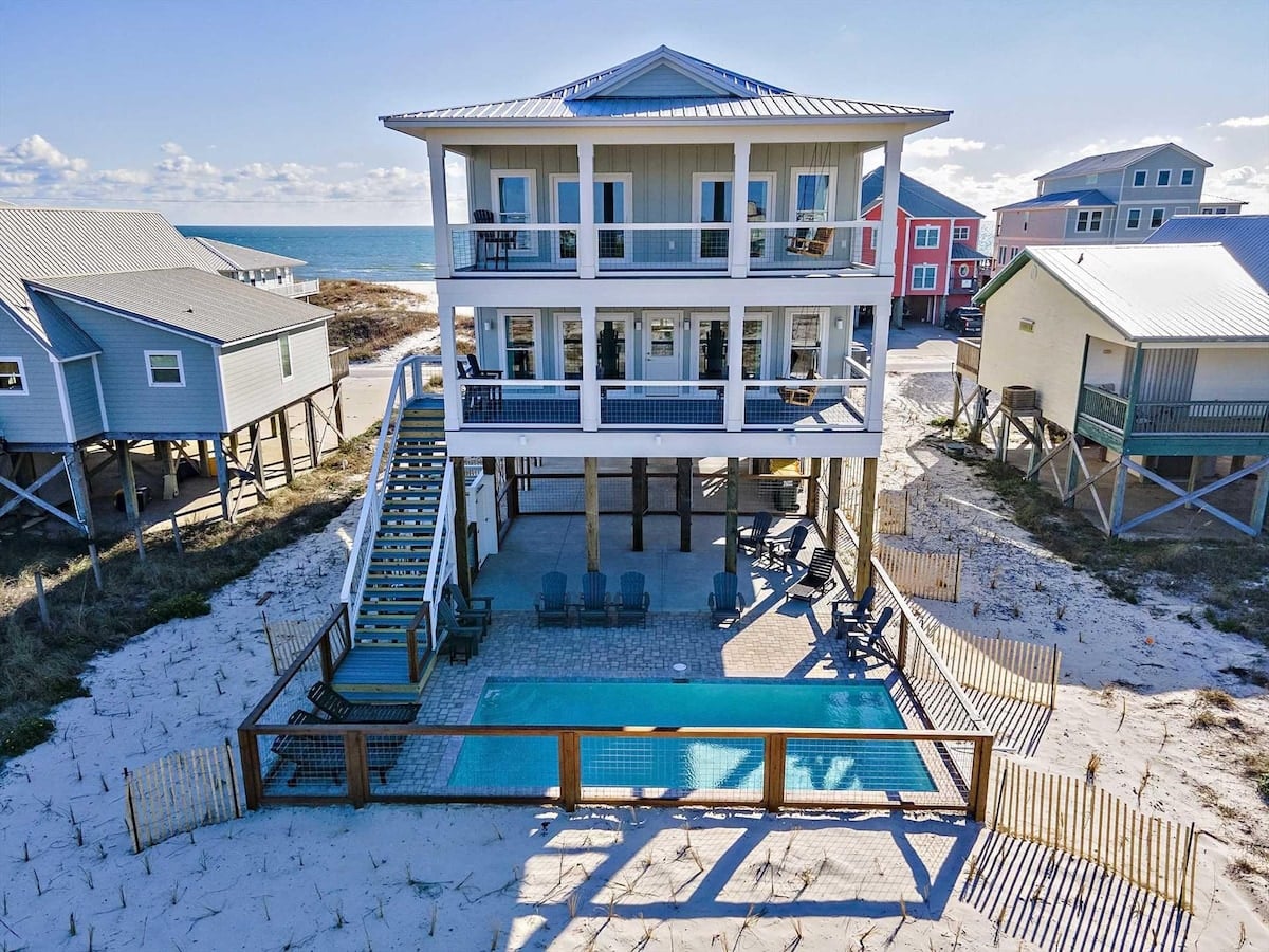 Beach house with private pool at Never Blue in Fort Morgan, Alabama