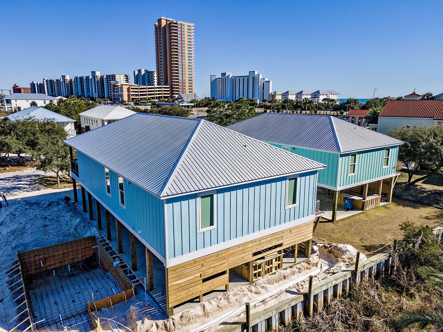 Aerial view of two cottages at Orange Beach Cottage North & South in Orange Beach, Alabama
