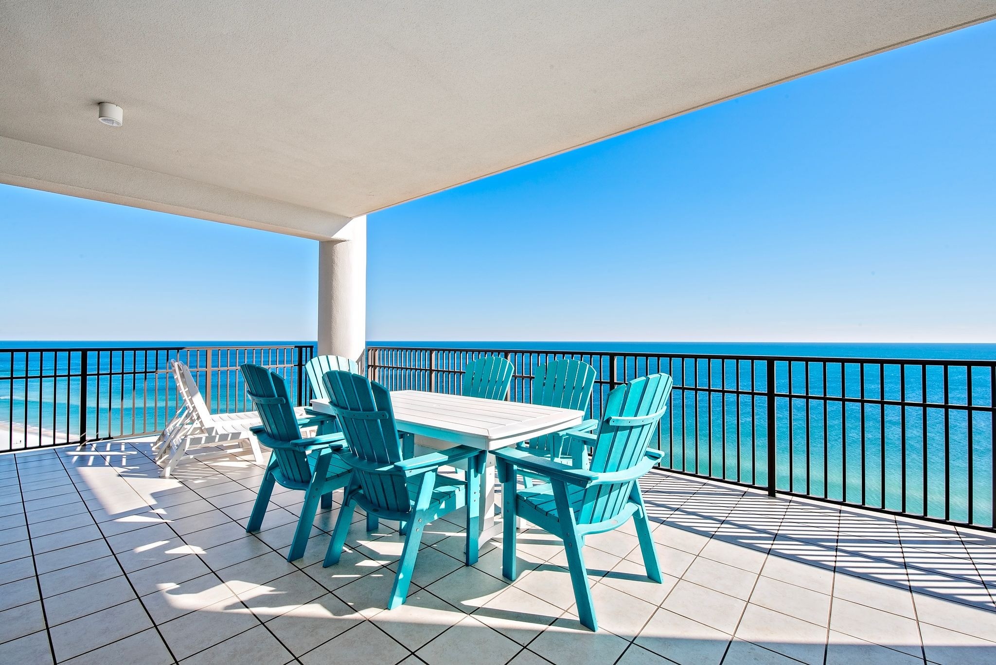 Balcony seating in unit 1711 at Phoenix Oasis in Orange Beach, Alabama