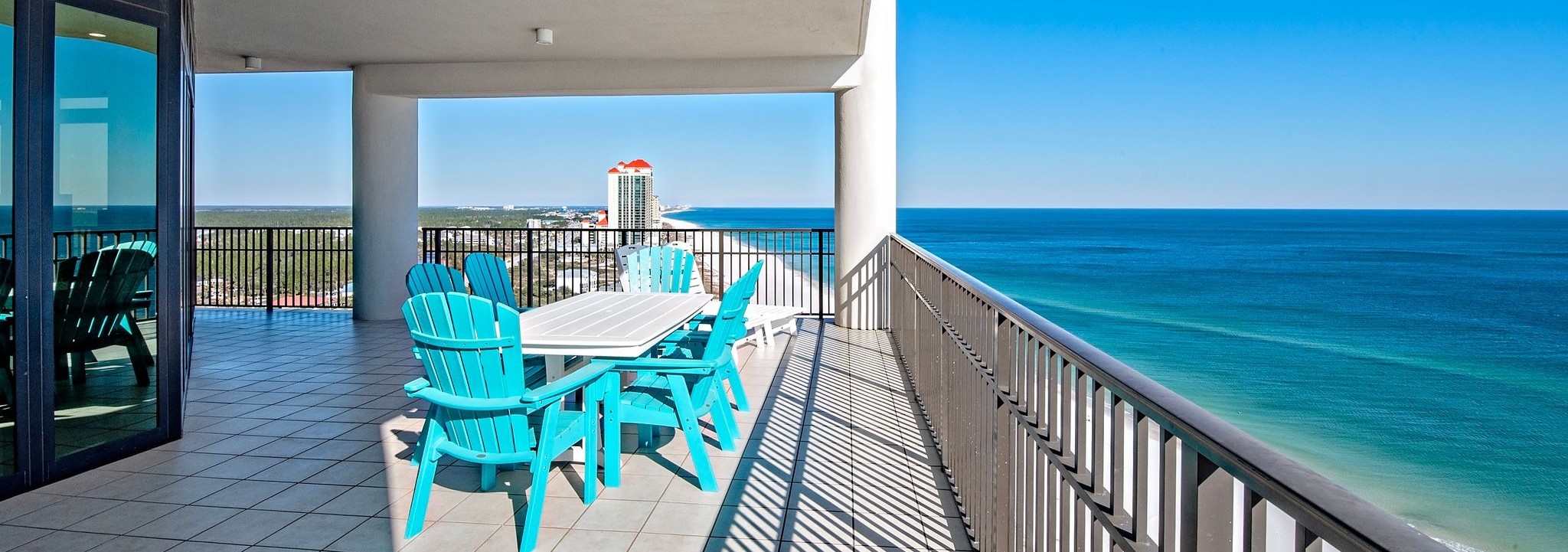 Balcony with Gulf of America and Gulf of Mexico views at Phoenix Oasis, formerly Phoenix West II, in Orange Beach, Alabama