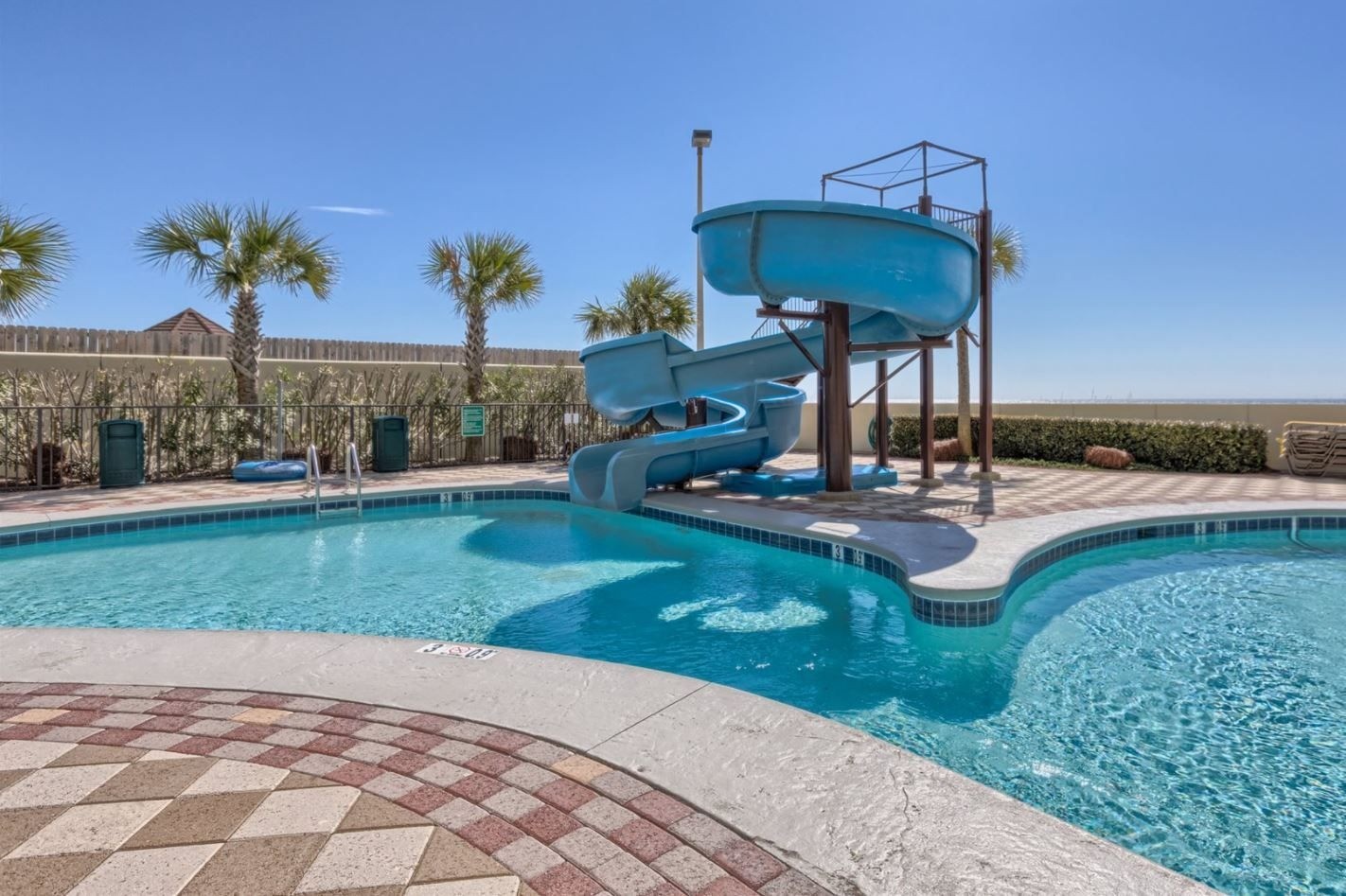 Water slide and pool at Phoenix West in Orange Beach, Alabama