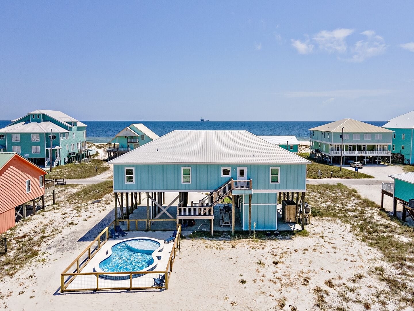 Beach house with private pool at Sea Glass Pointe in Fort Morgan, Alabama