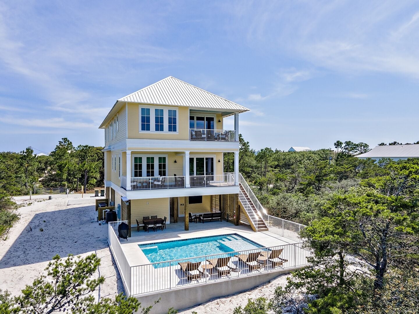 Beach house with private pool at The Yellow Dog in Fort Morgan, Alabama